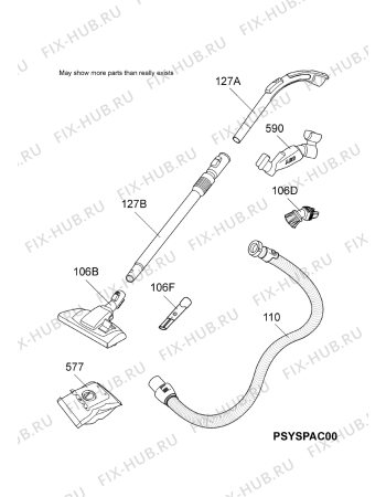 Схема №1 P3 FLEXI с изображением Щетка (насадка) для электропылесоса Aeg 1099134163